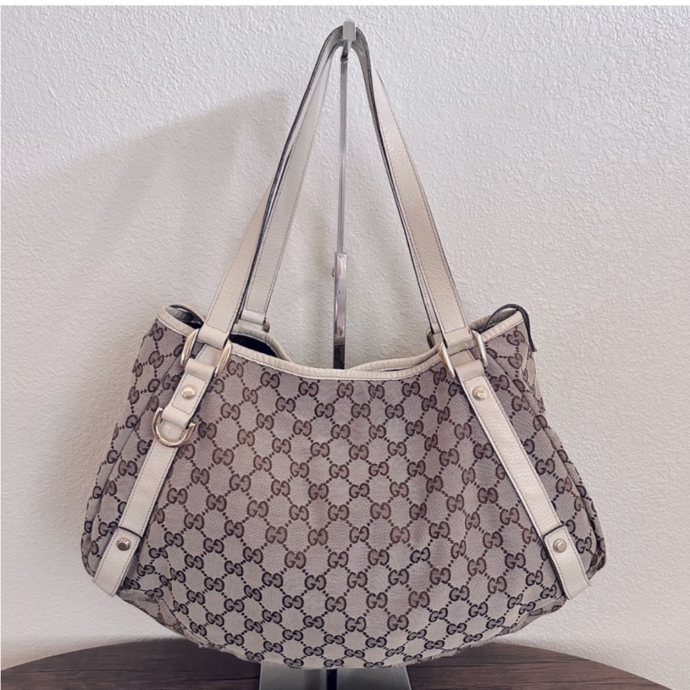 AUTHENTIC GUCCI Canvas D-Ring Shoulder Bag